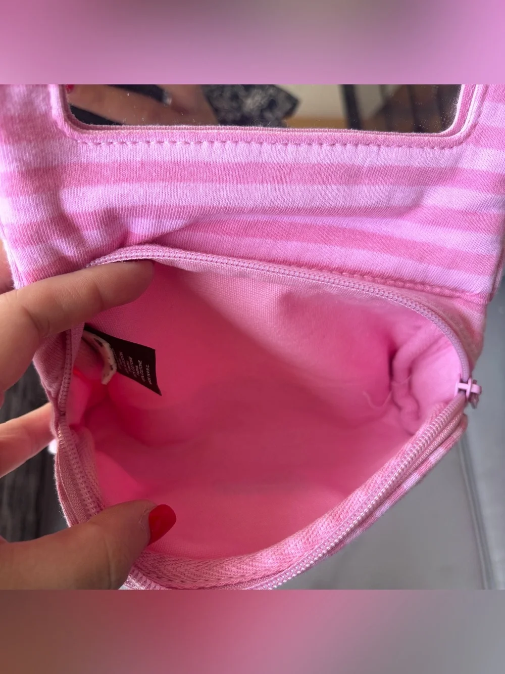 Brandy Melville Pink Striped Make-Up Bags- Set of 2